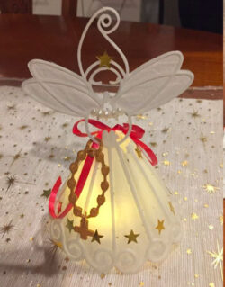 Lot De 4 Petits Anges De Noël Anciens – Voile De Nylon, Doré – Fabriqués Au Japon